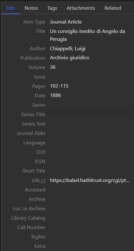 Example of an entry for a journal article