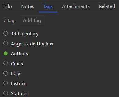 Example of tagging for an item