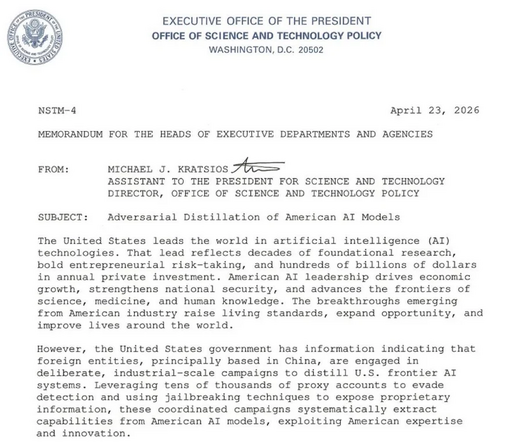 US memo on adversial distillation