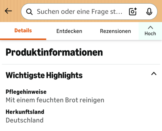 Screenshot Amazon