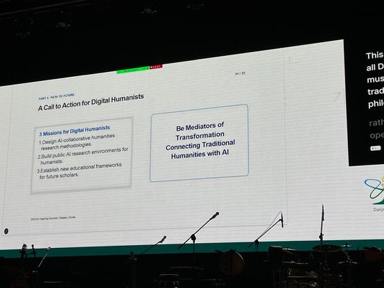 Slides: A Call to Action for Digital Humanists
3 Missions for Digital Humanists
1. Design Al-collaborative humanities research methodologies.
2. Build public Al research environments for humanists.
3. Establish new educational frameworks for future scholars.