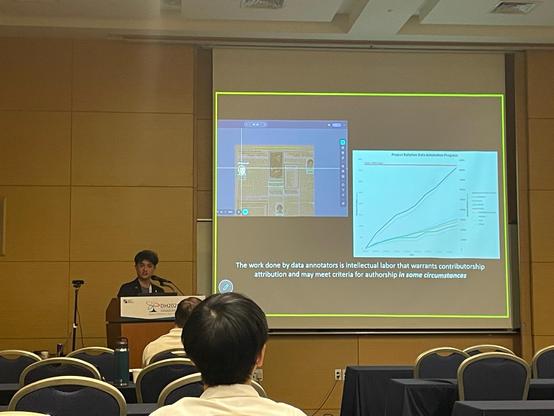 Slide that says 'The work done by data annotators is intellectual labor that warrants contributorship attribution and may meet criteria for authorship in some circumstances'