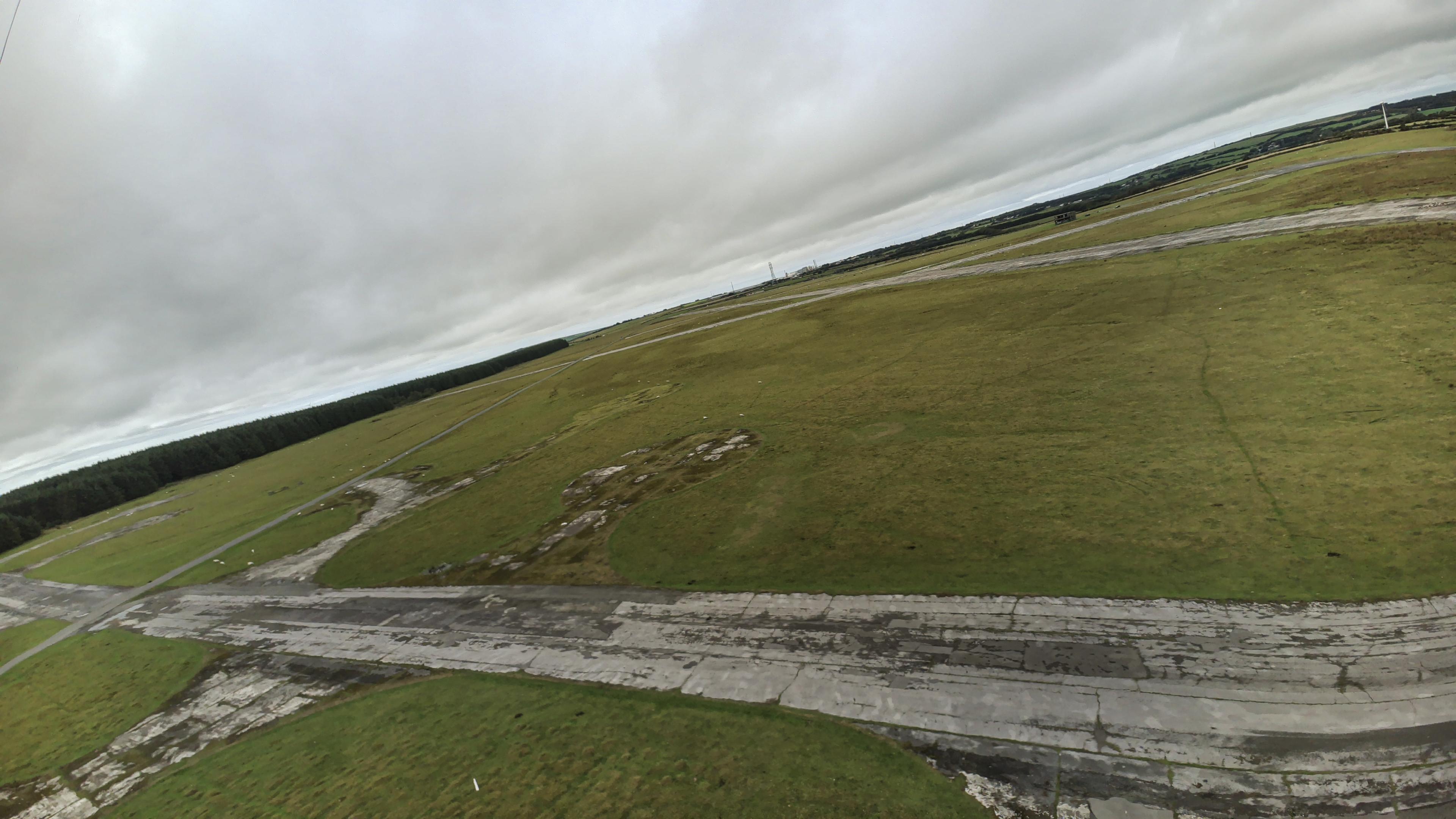 Davidstor Moor - aerial view showing part of a crumbling WW2 taxiway